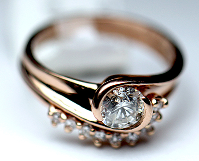 rose gold diamond ring bezel setting
