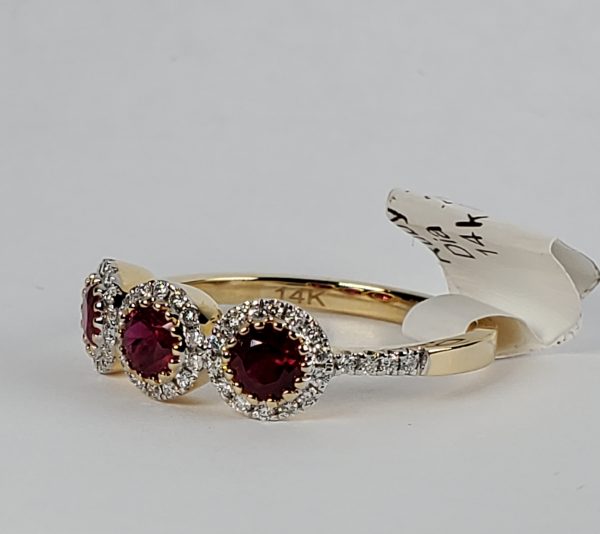 Three stone design ruby ring